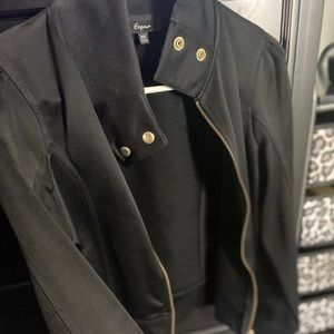 Black Express zip up jacket with gold hardware XS